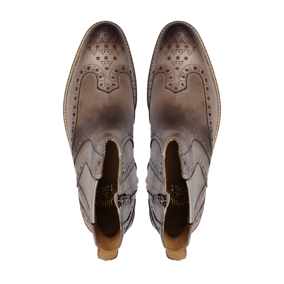 Taupe Brown Wingtip Chelsea Boots by Don Velmaro